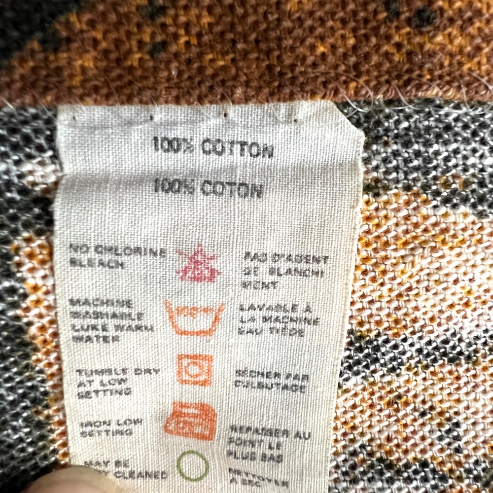 Vintage Curtains 70's Squares in Green Orange Brown 70's Earth Tones 100% Cotton - Picture 4 of 4